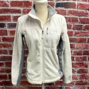 Mountain Hardware Women’s Ivory & Gray Zip Up Fleece Jacket Small.